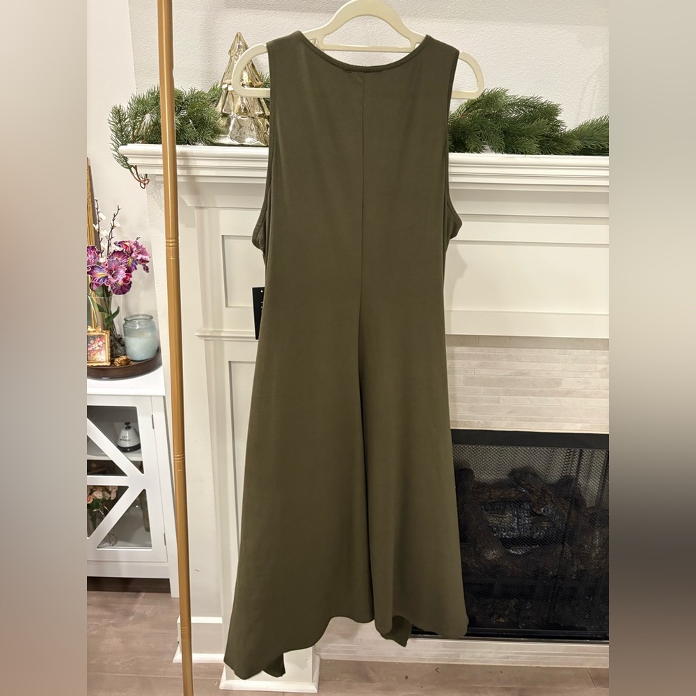 NWT Tiana B. Olive Green Shark Bite Swing Dress - Size XL - Picture 8 of 9